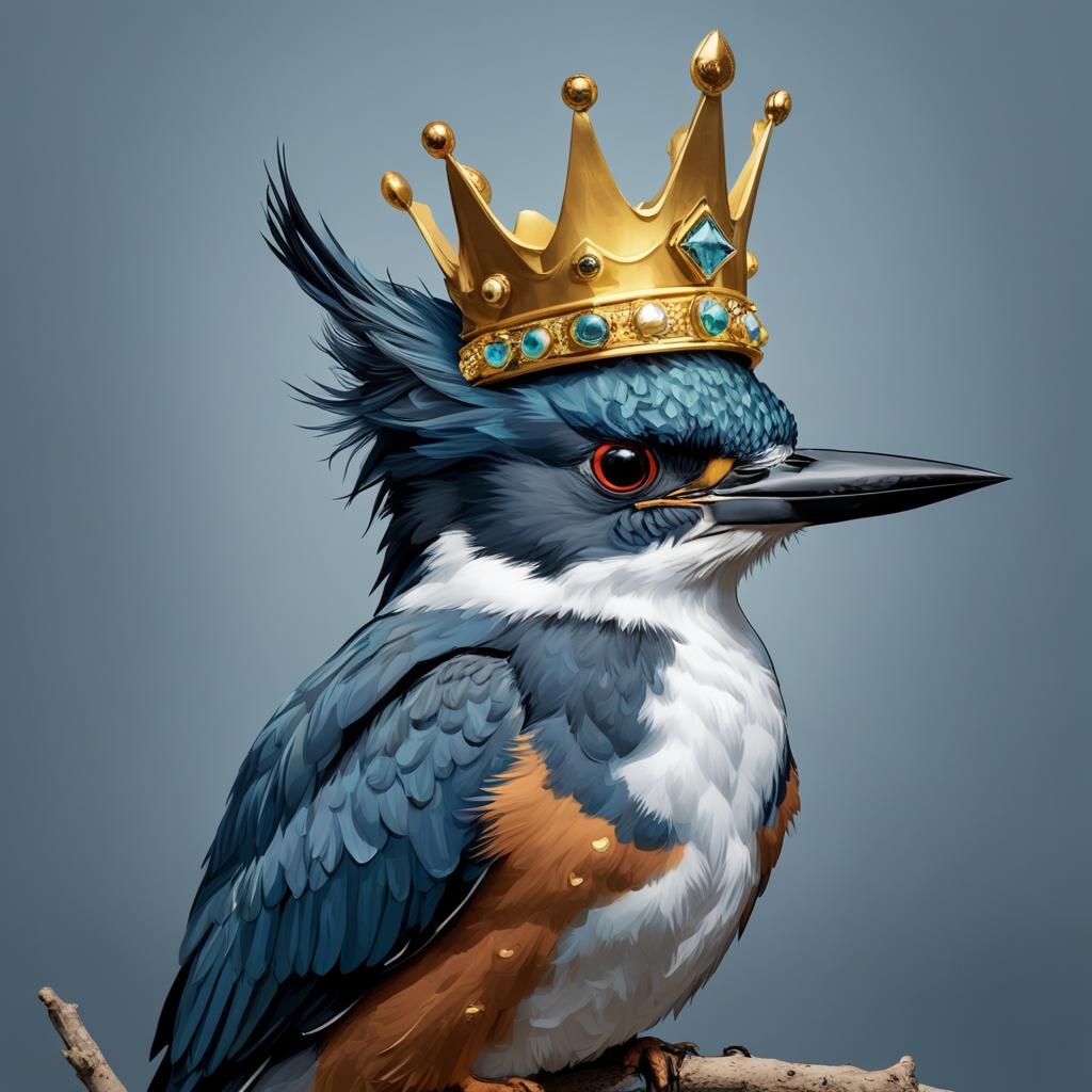 Belted Kingfisher in Ultra Digital Pop Art Style