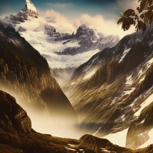 Epic Swiss Alps: Dramatic Digital Matte Painting