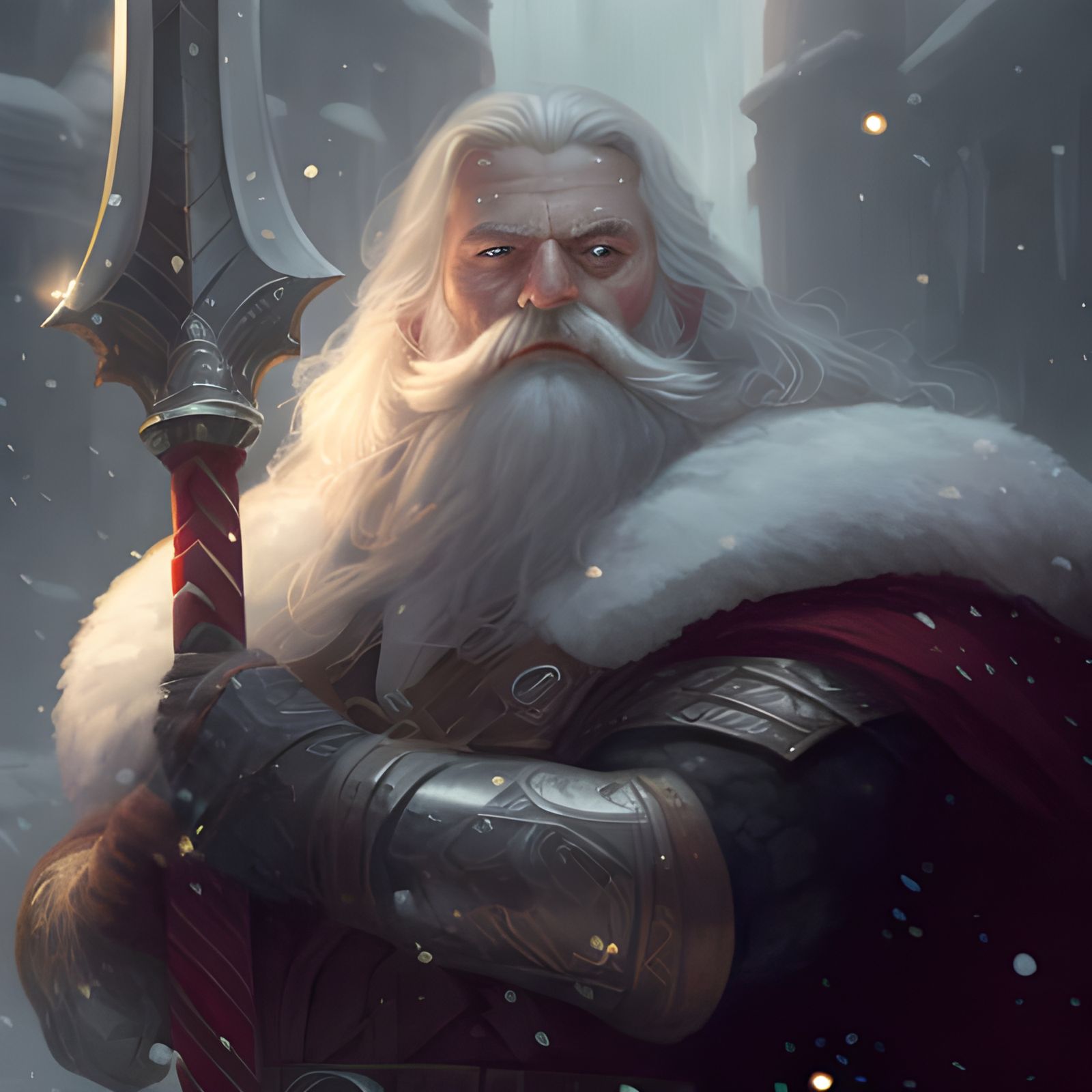 Menacing Santa Claus with Spear, Digital Art
