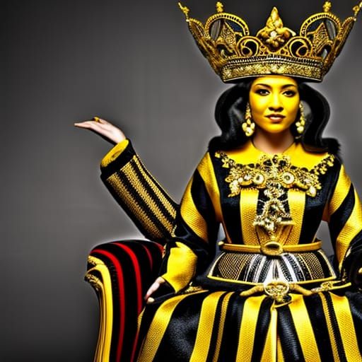 Fantasy Queen Bee on Throne in Hyperrealistic Style