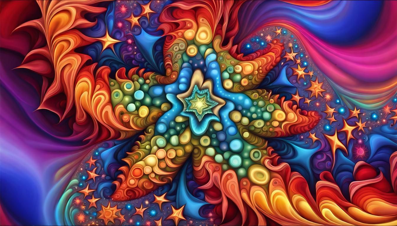 Vivid Fractal Starscape in Impasto Oil Paint Style