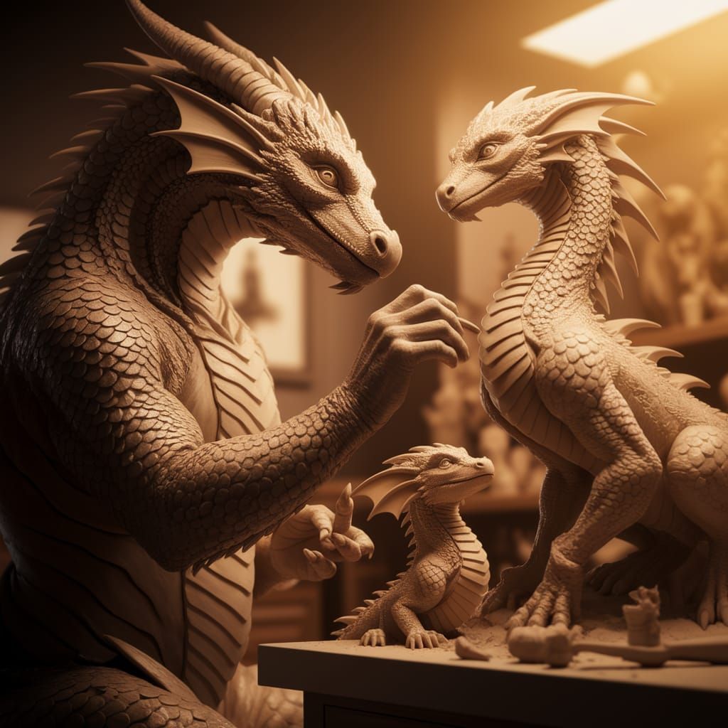 A Wise Dragon Crafts a Masterpiece with Love and Dedication