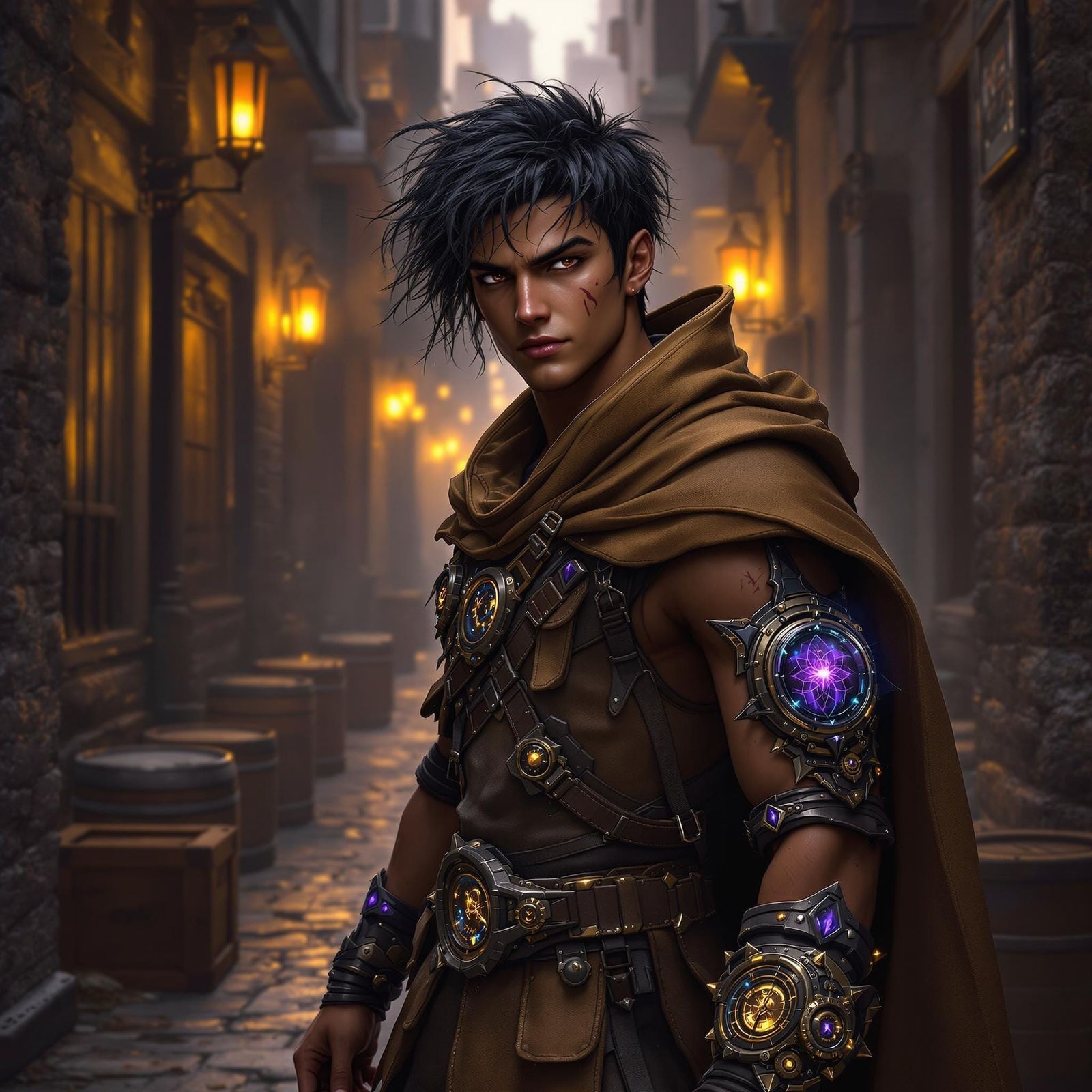 Rebel Adventurer Amidst Gritty Alleyway Shadows