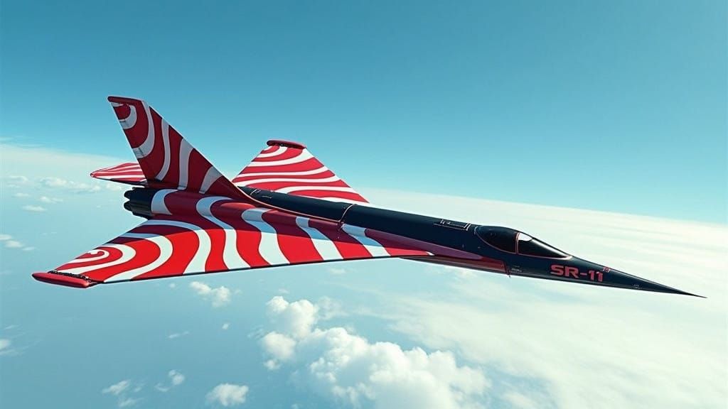 Neon Christmas SR-71 Blackbird in Futuristic Style