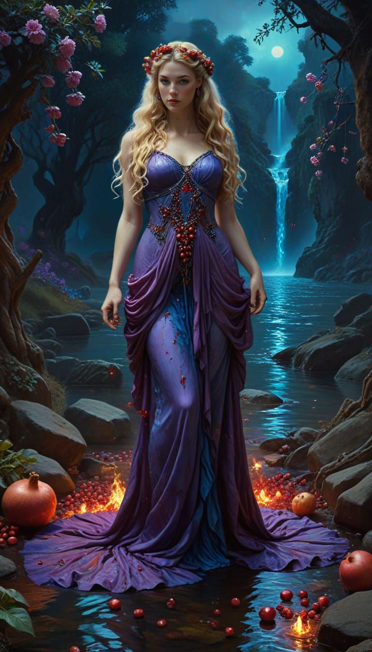 Ethereal Goddess Emerges from the Underworld in Vibrant Oil ...