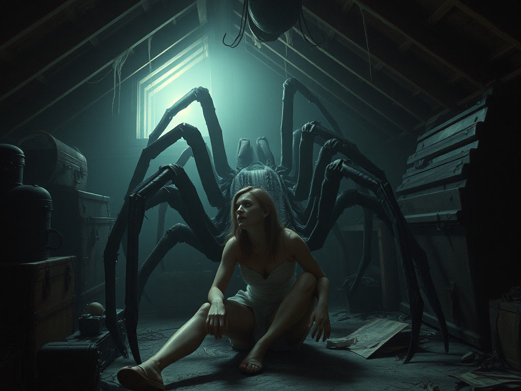 Terrifying Tarantula Emerges in Dark Attic