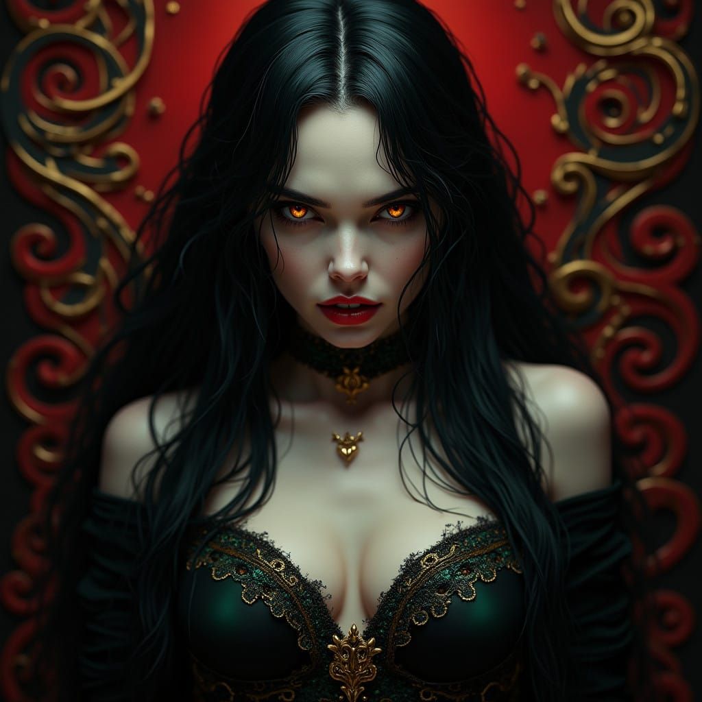 Vampire with Dark Hair and Piercing Eyes