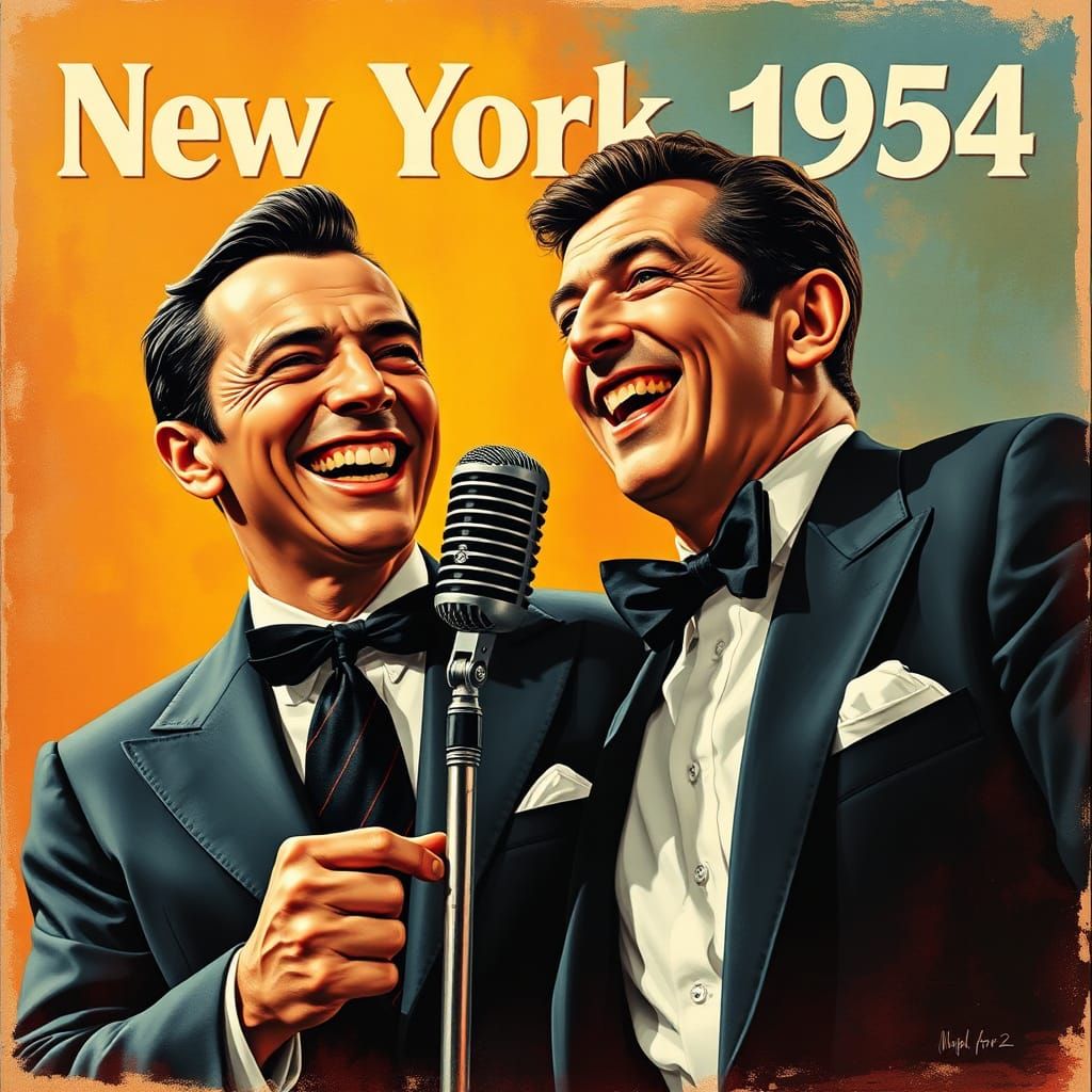 Vintage Poster of Singers With Microphone