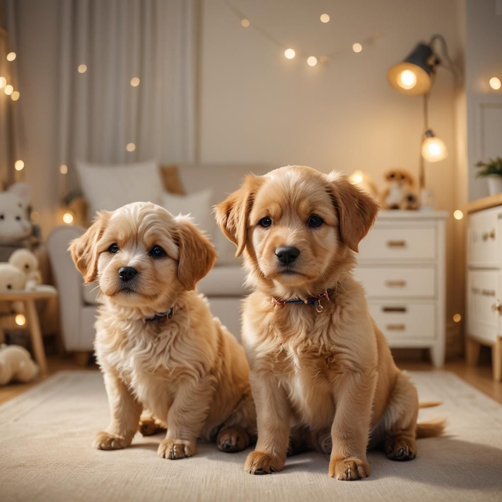 Anime-Style Portrait: Cute Dog with Smiling Puppy