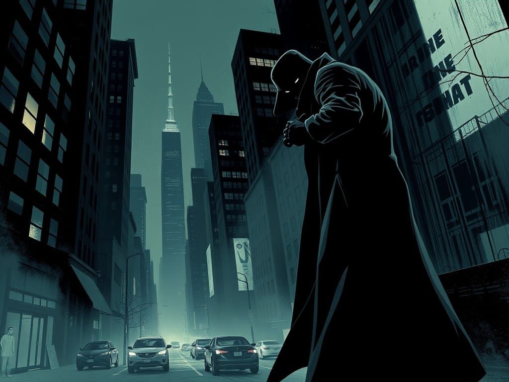 Film Noir Crime in Cyberpunk Cityscape