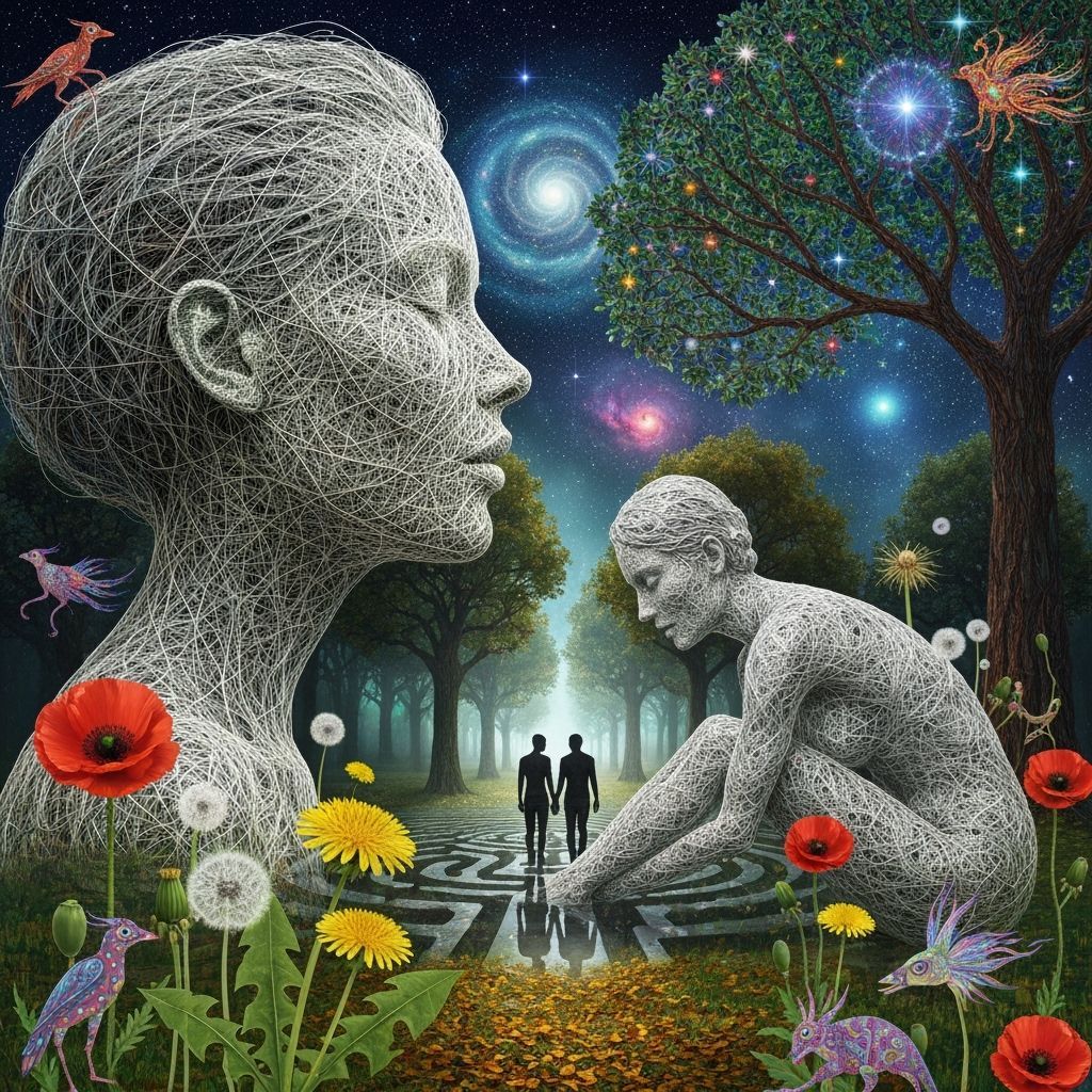 Filigree Woman Kissing a Garden: Bio-Art Portrait