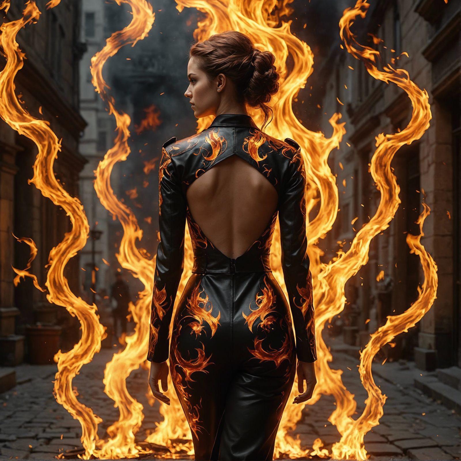 Fiery Woman in 3D Render