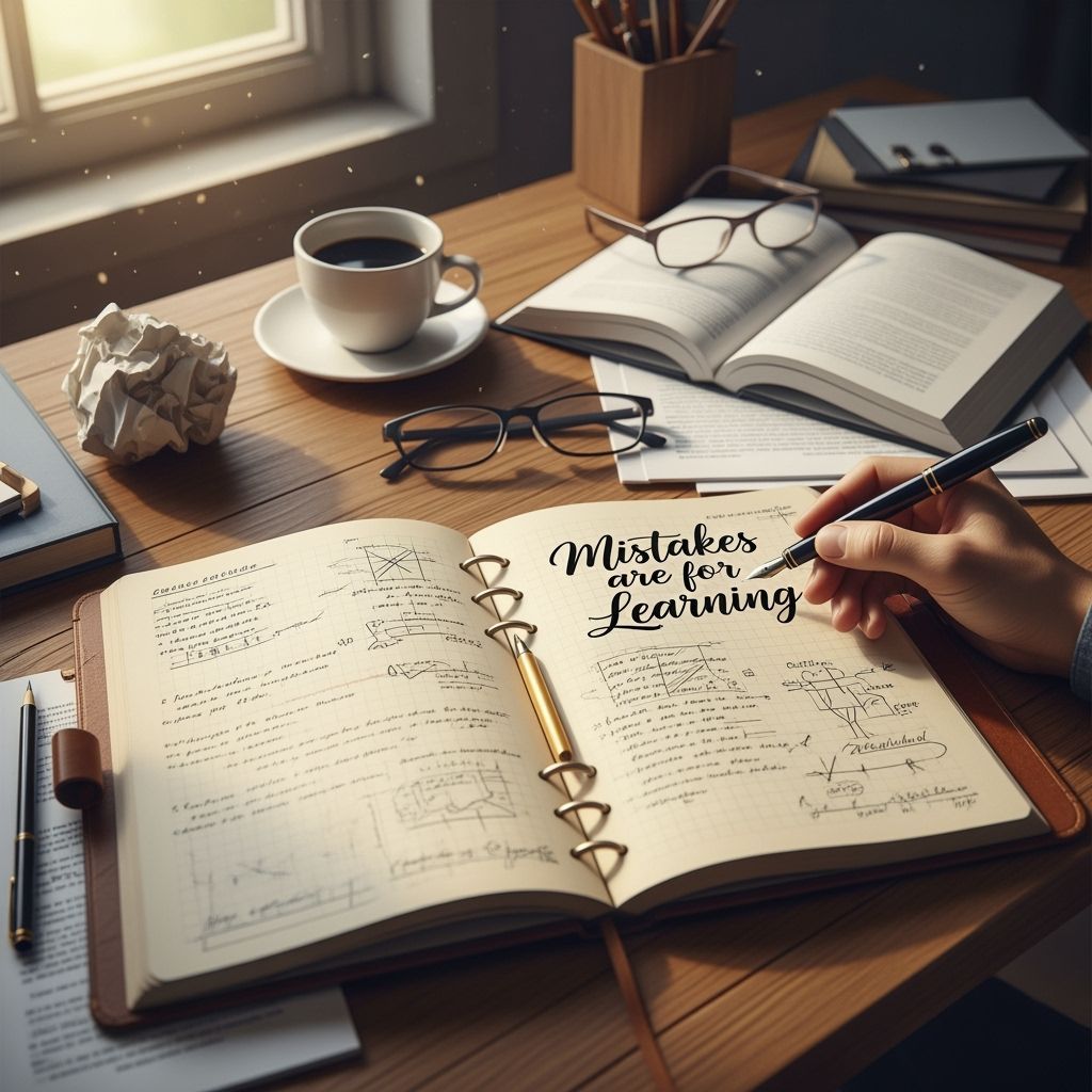 Journal of Learning and Revision on Rustic Desk