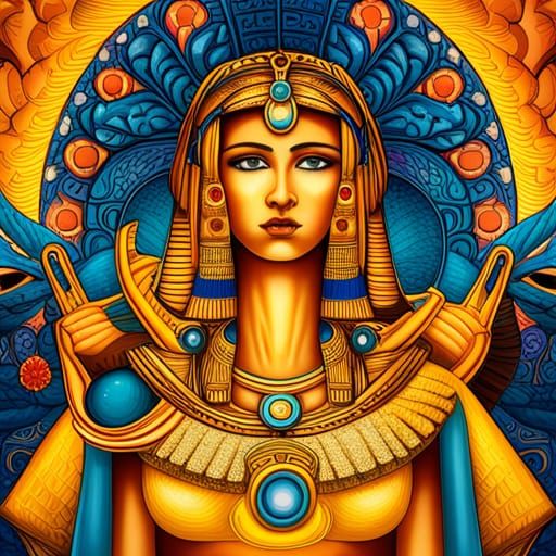 Egyptian Goddess in Vibrant Colors and Hyperdetail