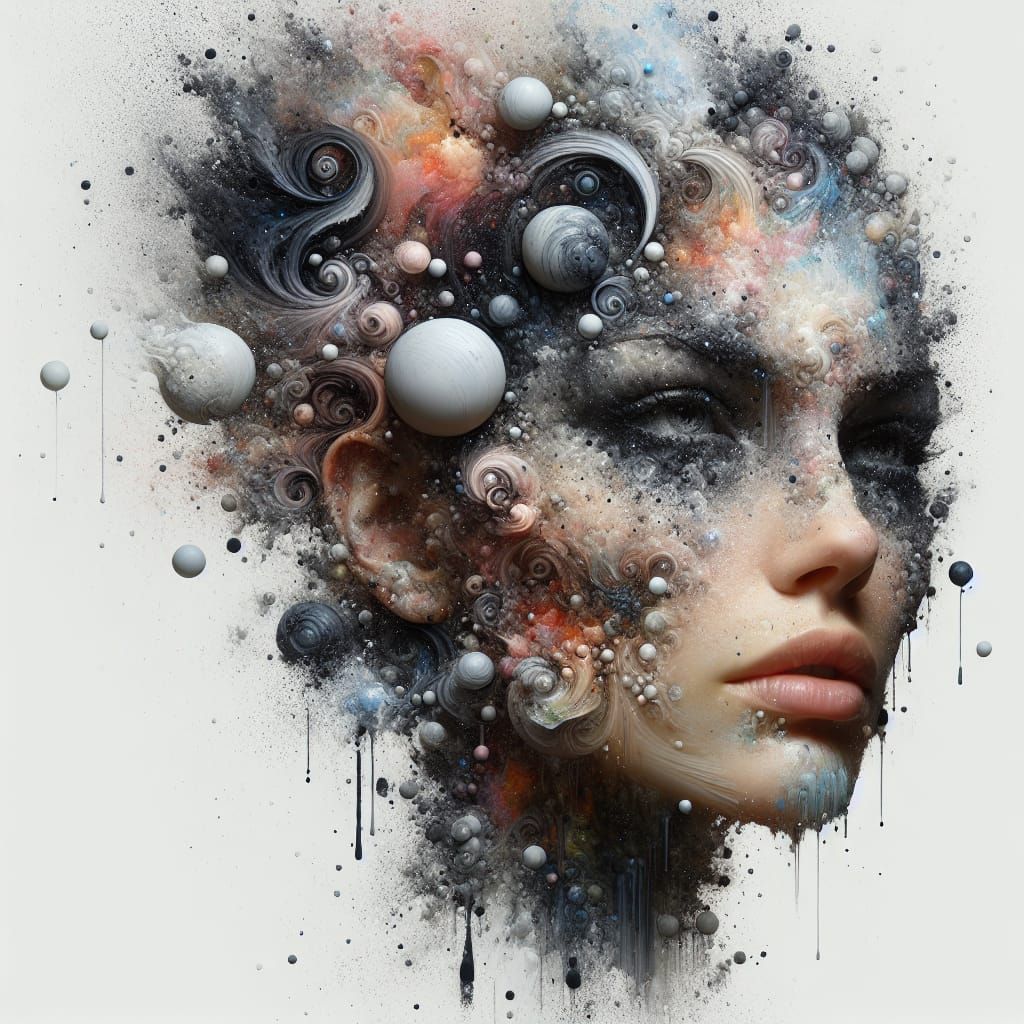 Fantastical Woman's Head with Splatter Texture