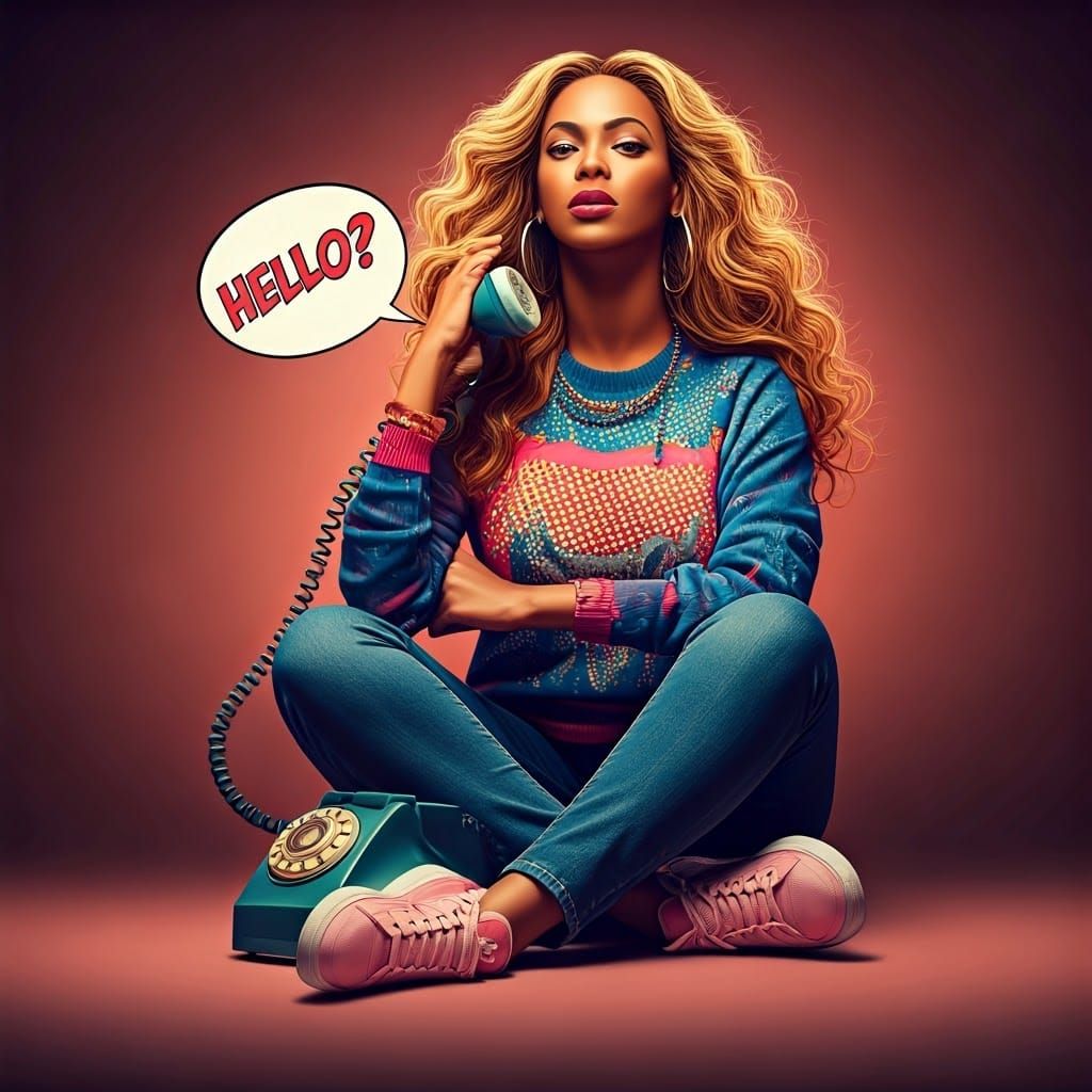 Beyoncé Pop Art Portrait in Lichtenstein Style