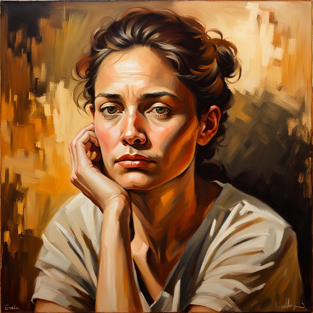 Serene Portrait of a Woman in Earthy Tones