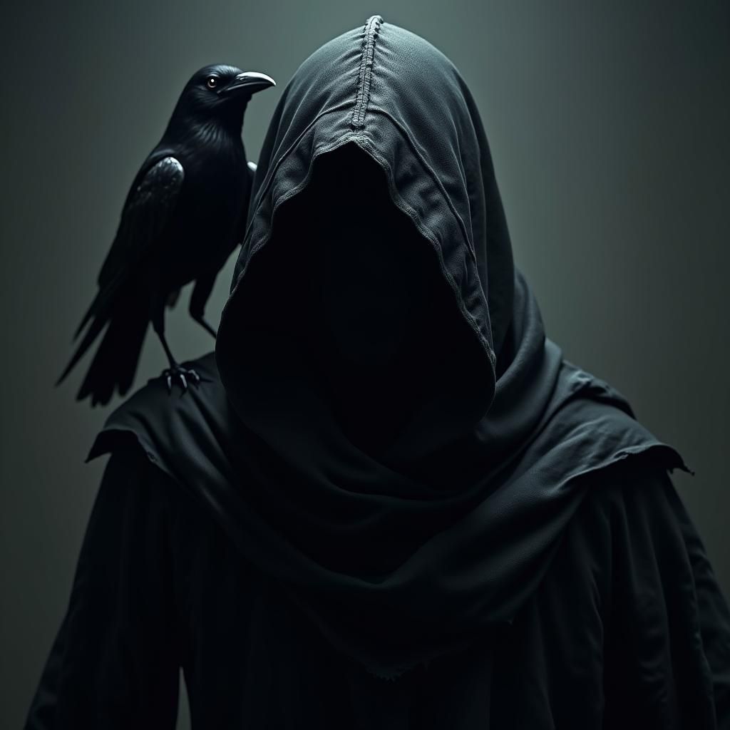 Grim Reaper Portrait in High-Contrast Lighting