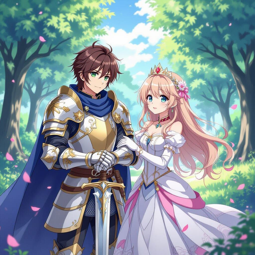 Anime Knight and Princess Illustration