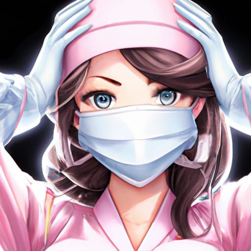 Cute Surgical Nurse in Anime Key Visual Style