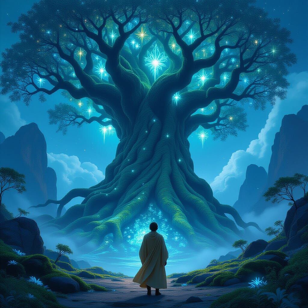 Colossal Ancient Tree on Alien Planet in Photorealistic Styl...