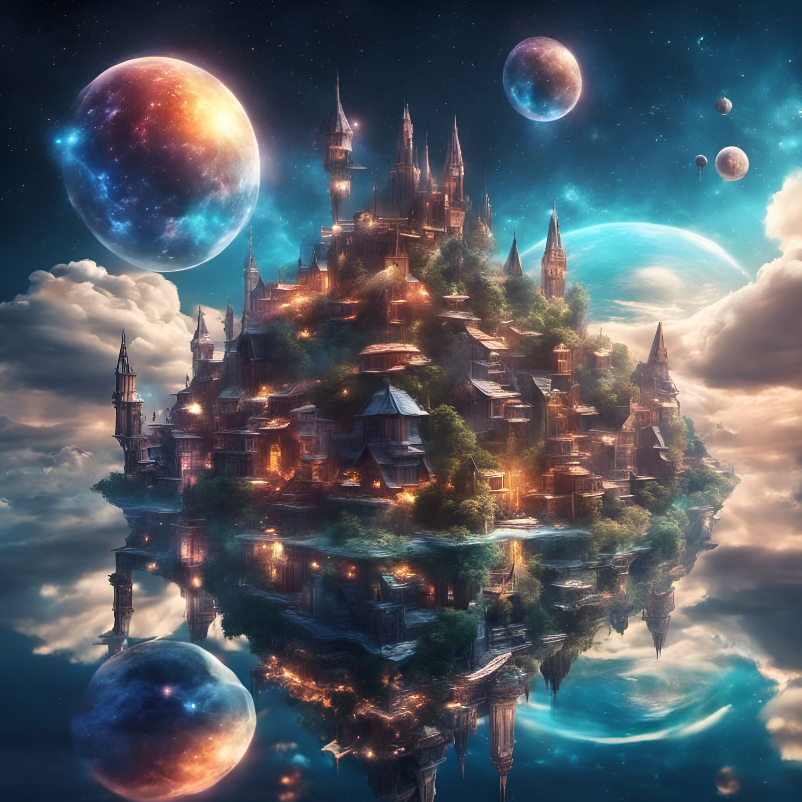 Ethereal Floating Magic Islands in Astral Plane