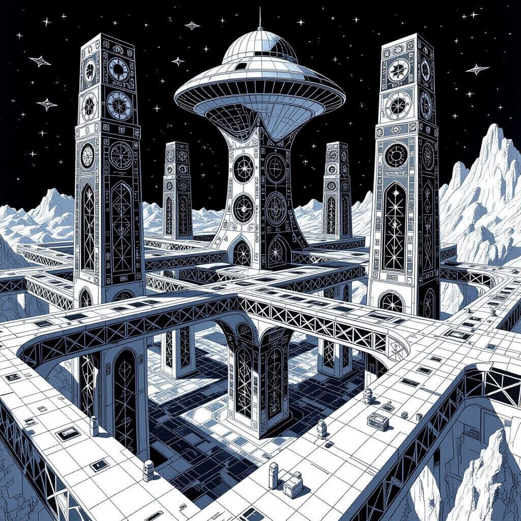 Escher-Inspired Megastructure with Starfleet and Rebellion S...