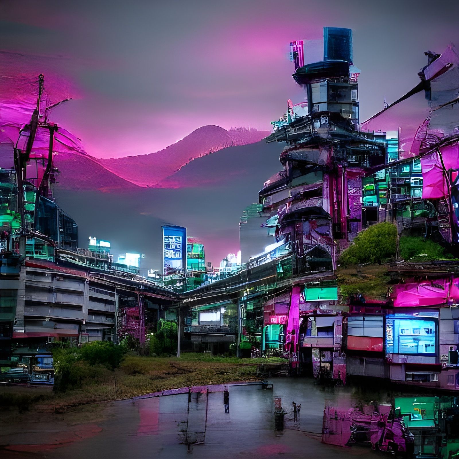 Cyberpunk Japanese Landscape