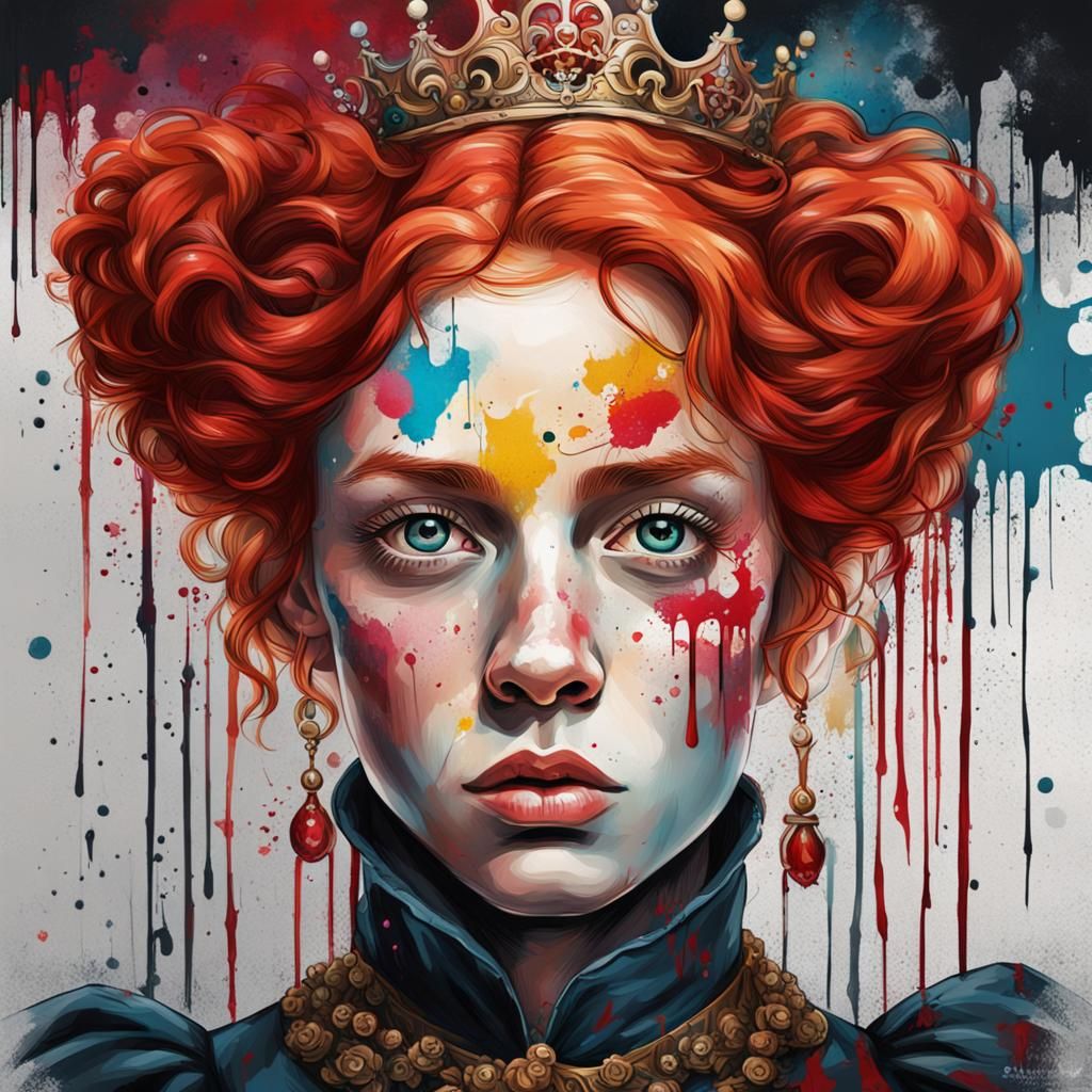 Victorian Queen with Red Hair in Graffiti Art