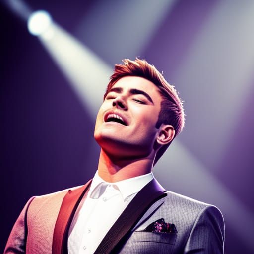 Zac Efron Singing: Hyperrealistic Cinematic Portrait