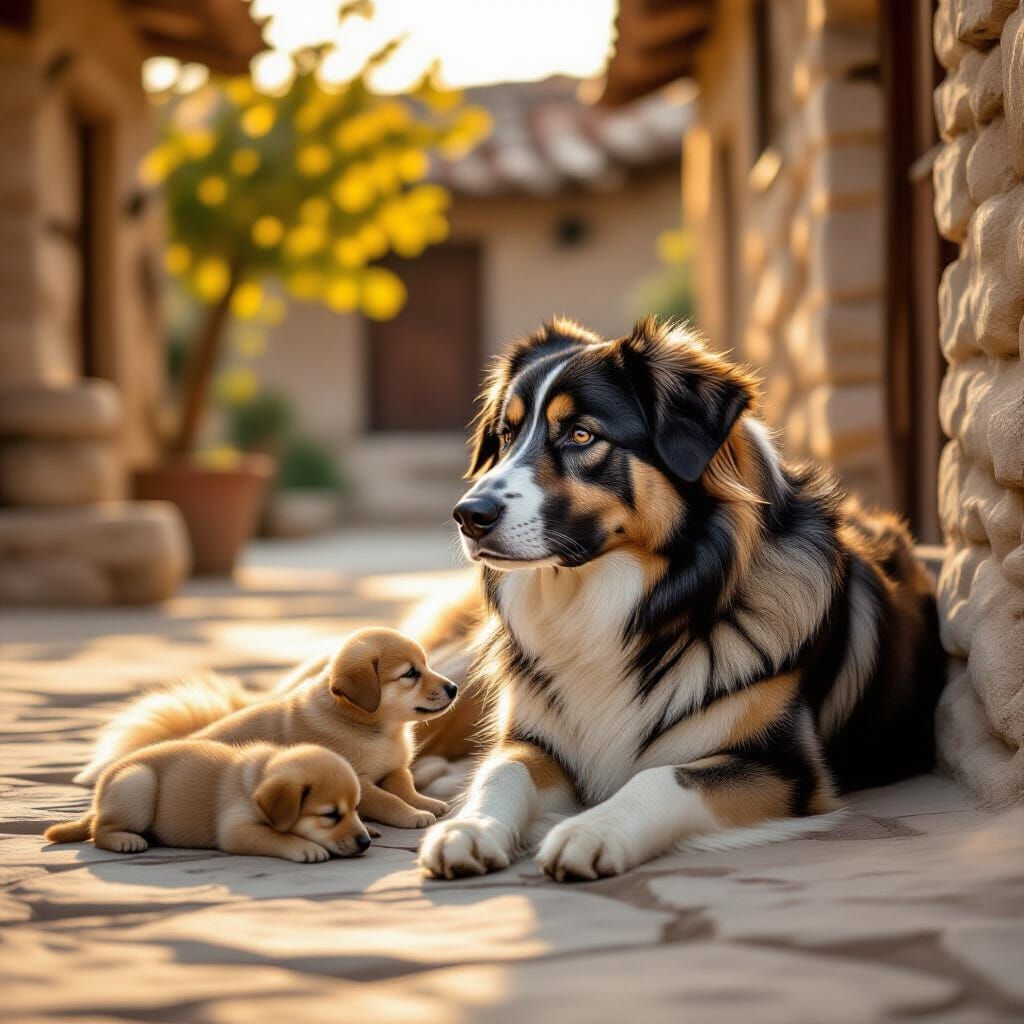 Watchful Kangal Sheepdog in Golden Light
