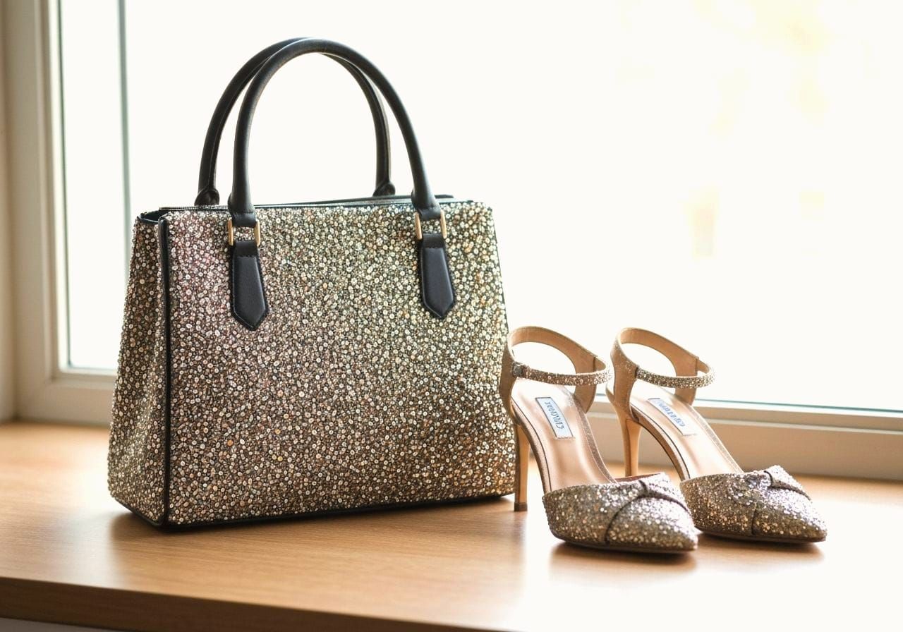 Elegant Leather Handbag and Heels Vector Art