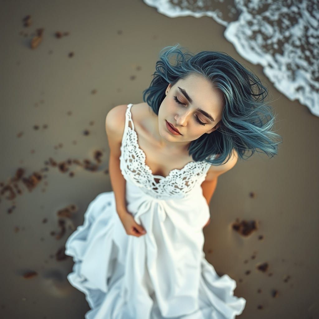 Gentle Beach Scene with a Young Woman