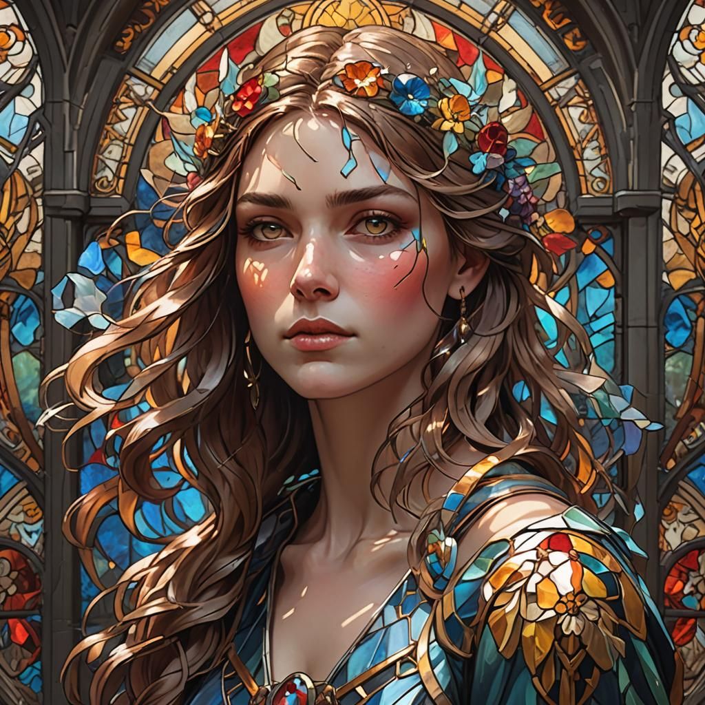 Stained Glass Portrait in Hyperdetailed Digital Art Style