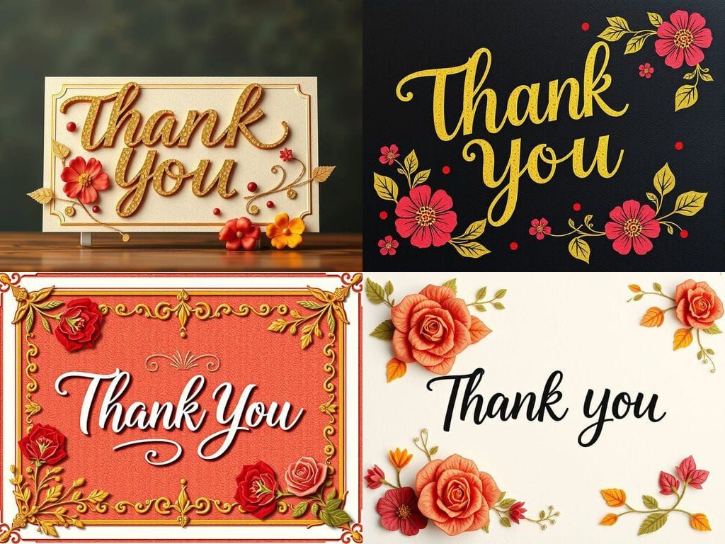 Elegant Thank You Greeting Card with Vibrant Floral Accents