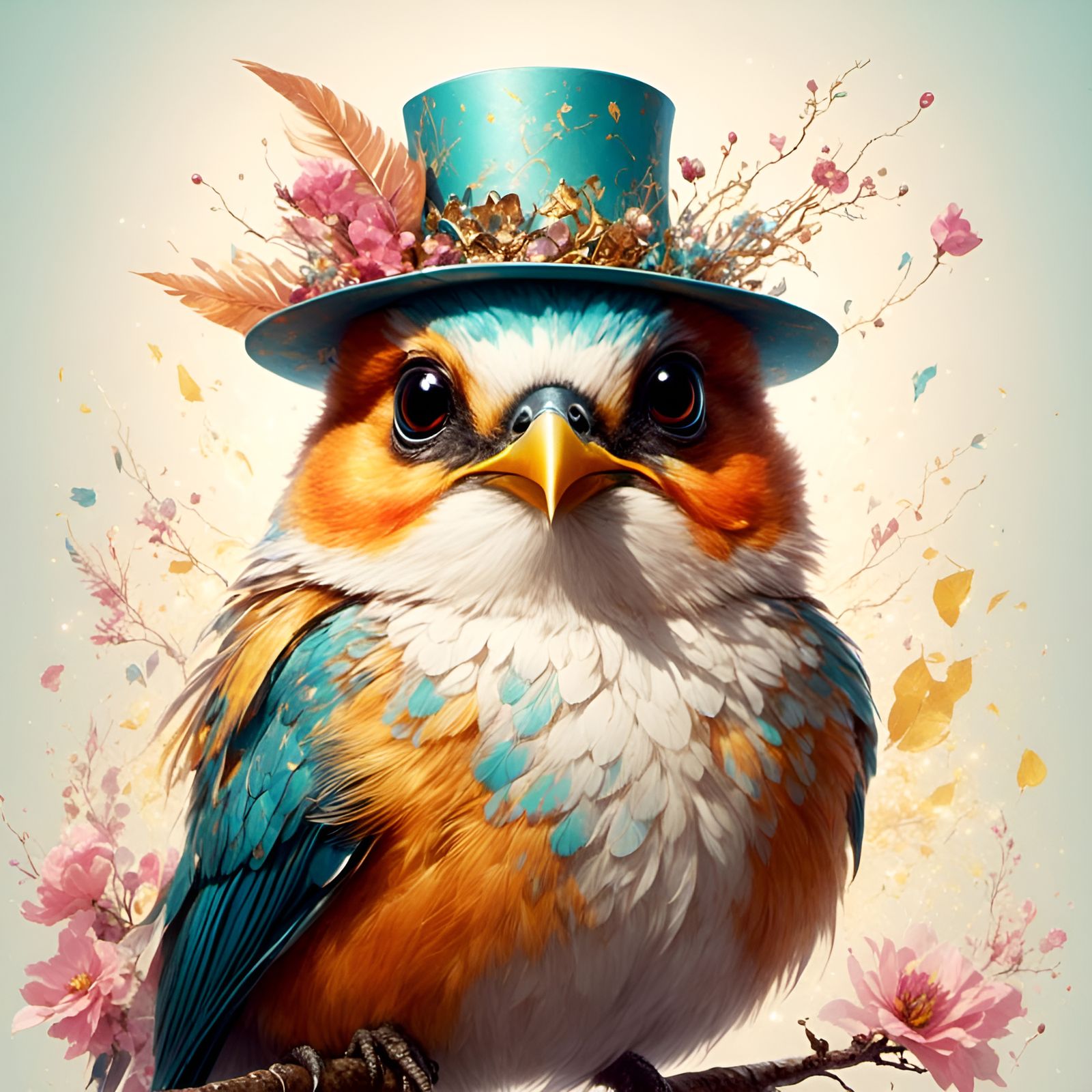 Adorable Bird Portrait with Party Hat