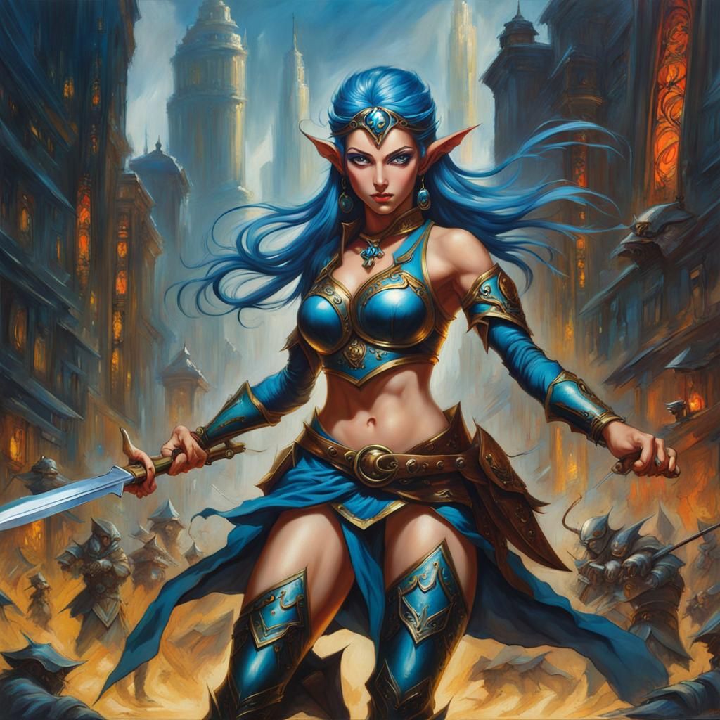 Graceful Elf Warrior in Anime Style