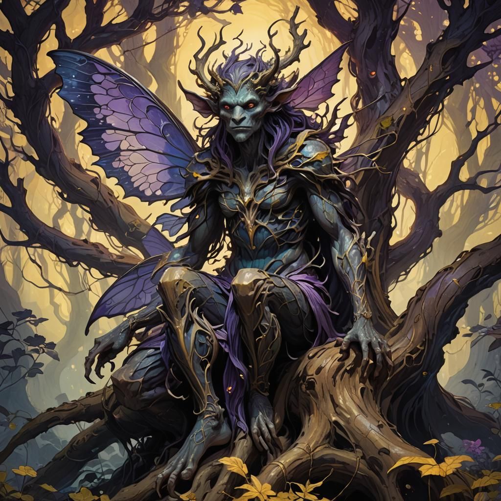 Grotesque Fairy Monster in Art Nouveau Style