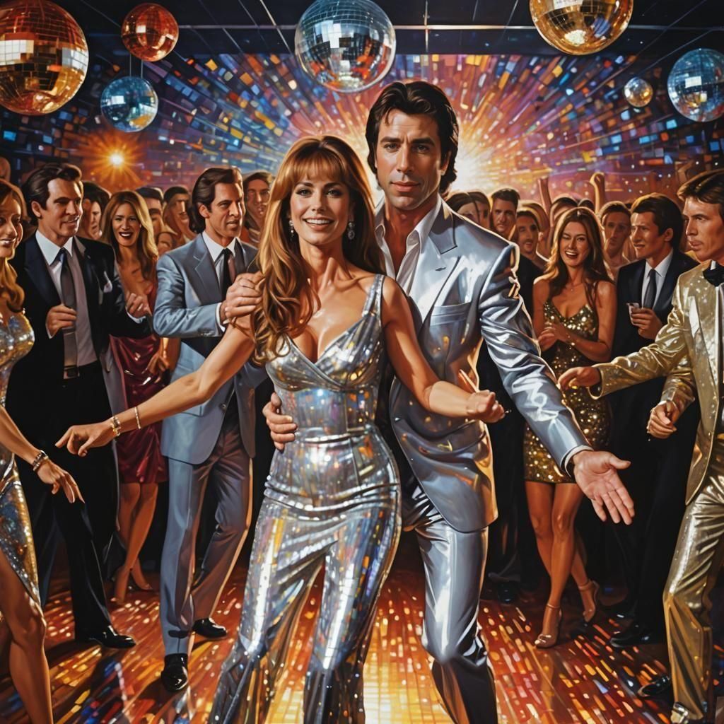 John Travolta and Jane Seymore Dancing Disco, 1970s