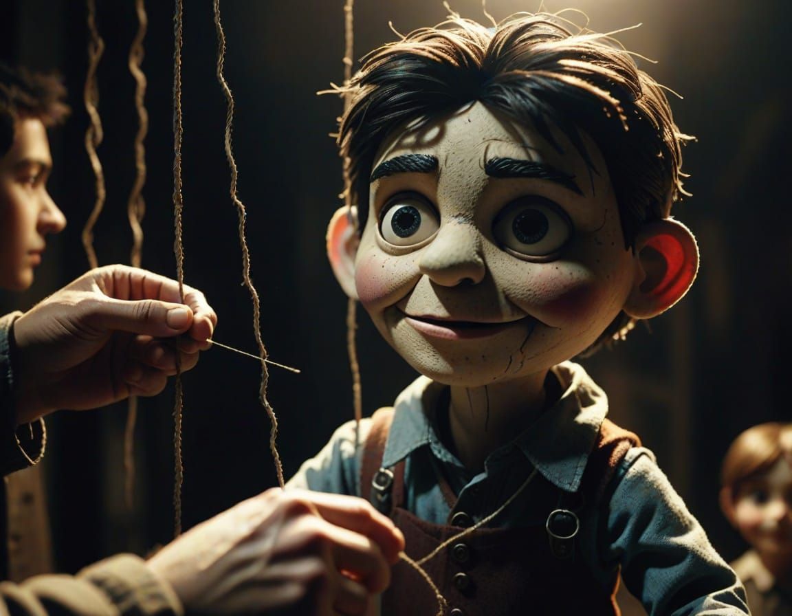 Ominous Puppet Master in a Psychological Thriller
