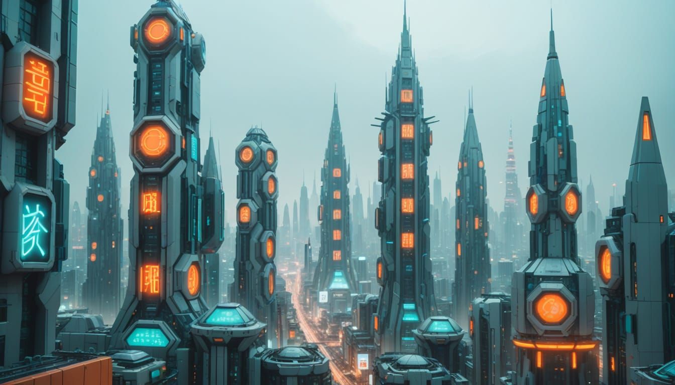 Cyberpunk Metropolis in Vibrant Hues