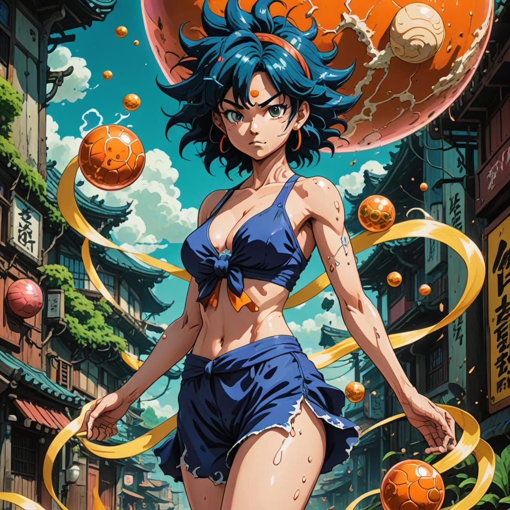 Vibrant Anime Goddess in Rococo Bikini, Inspired by Studio G...