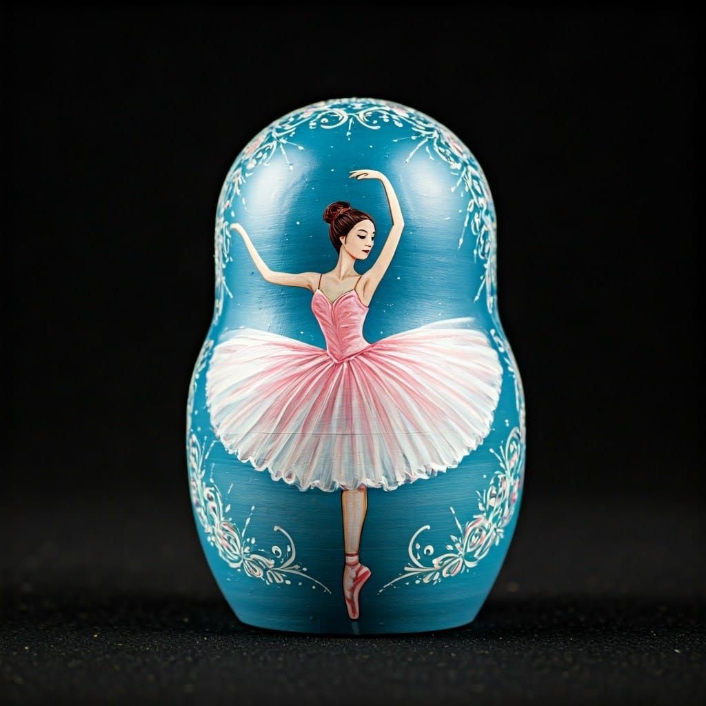 Glass Babushka with Ballerinas: Dreamlike Illustration