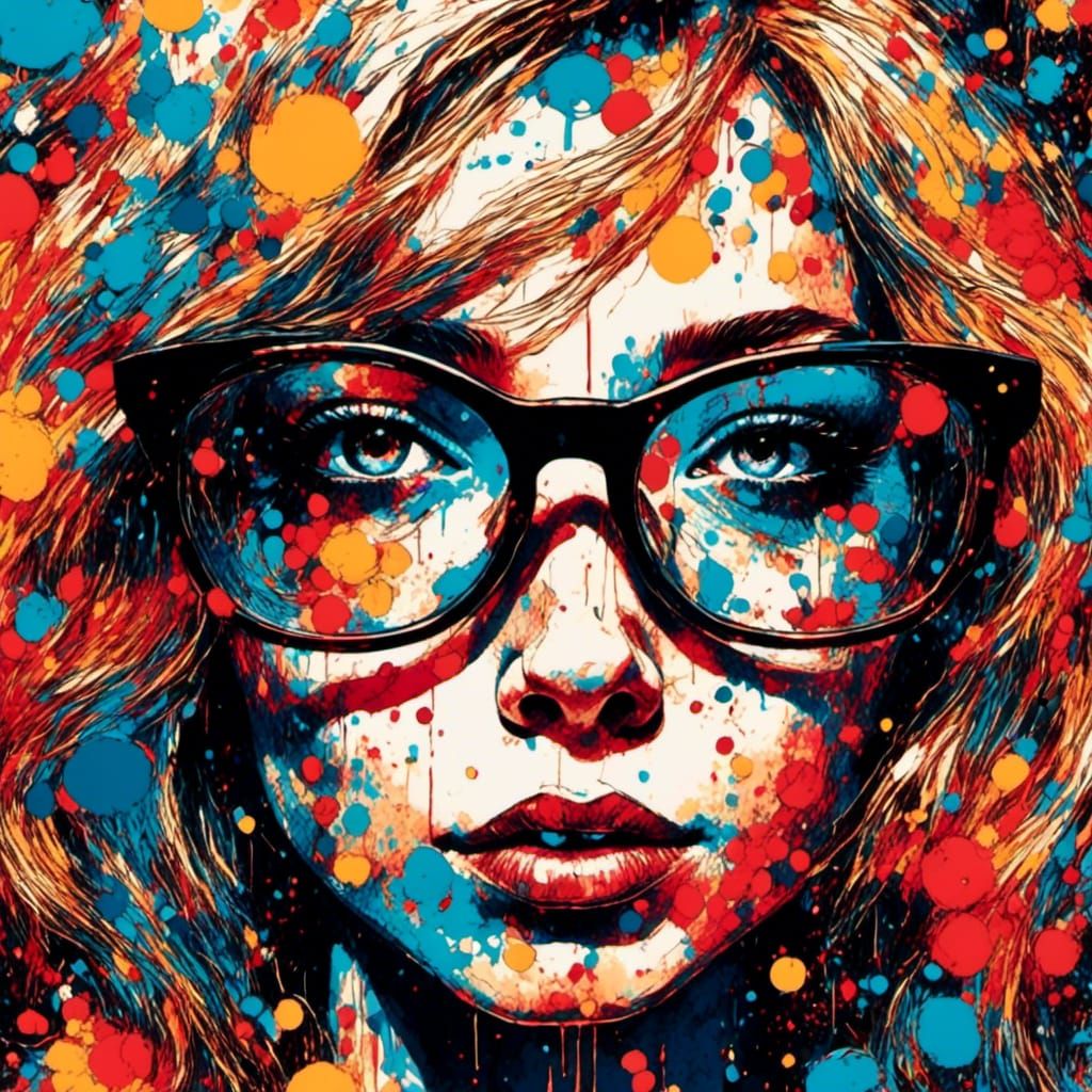 Woman in Painted Glasses: Graphic Novel Illustration