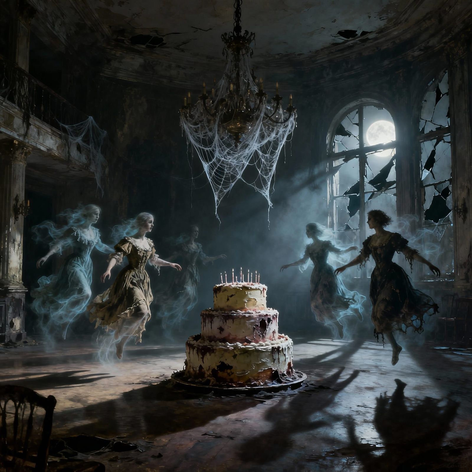 Ghostly Birthday Party in Abandoned Ballroom
