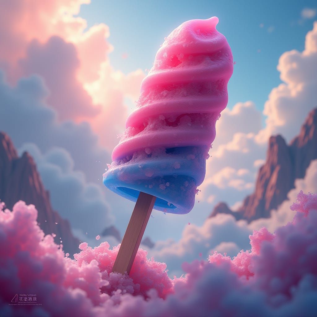 Fantastical Popsicle in Dreamy Landscape, Digital Matte Pain...