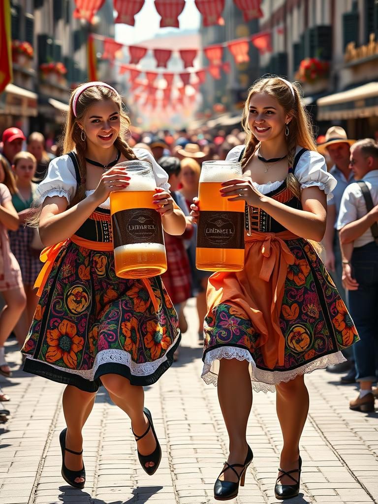 Don't spill a drop girls, the annual Serving Girl beer race ...