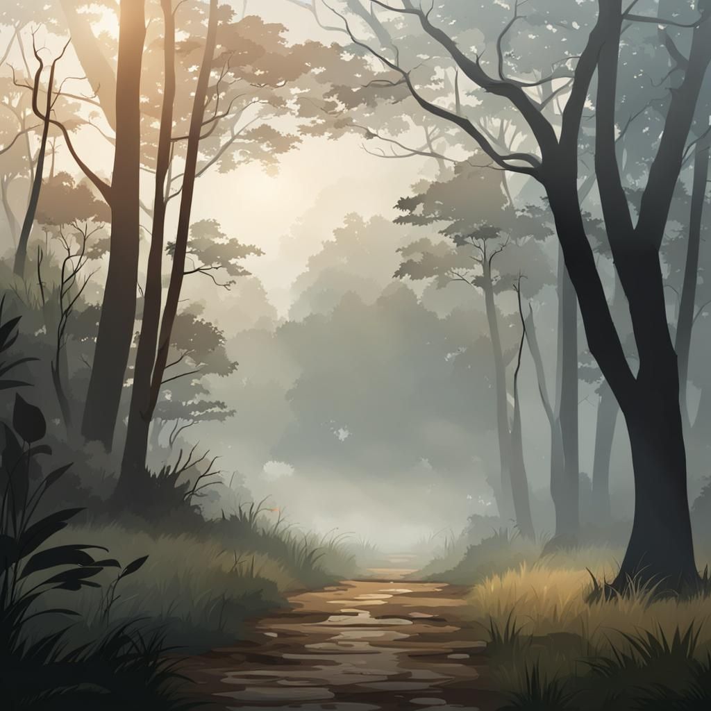 Misty Morning Nature Illustration