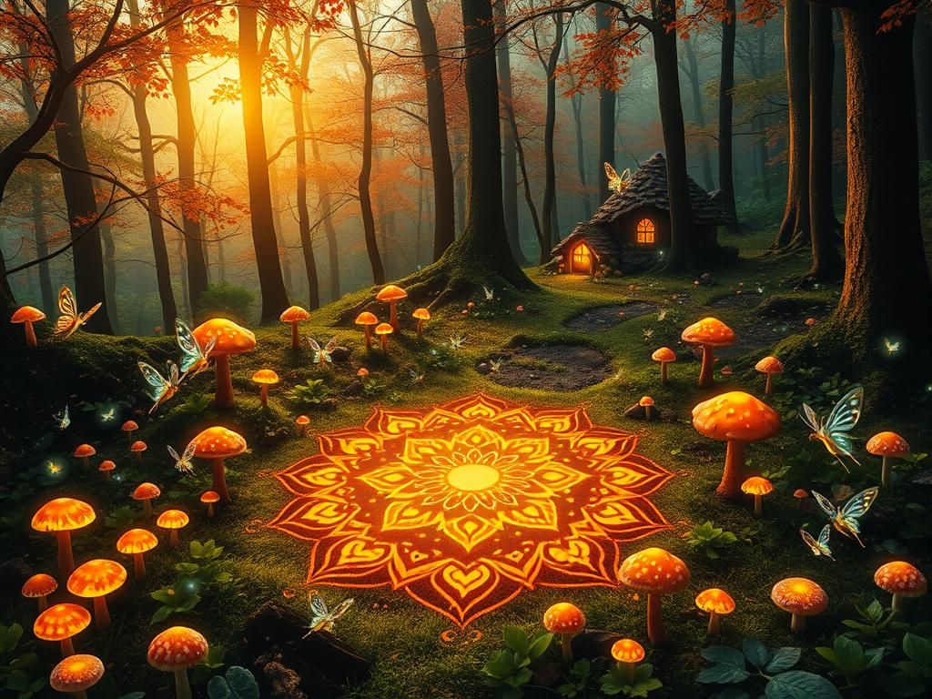 Magical Forest Mandala Bathed in Autumn Light