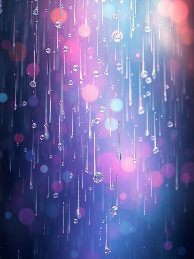 Abstract Rain Droplets in Moody Atmospheric Lighting
